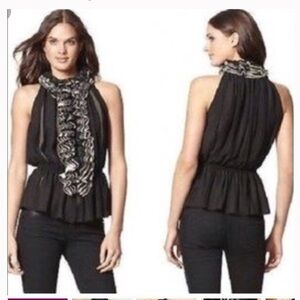 Robert Rodriguez Neiman Marcus Ruffled Peplum Blouse Shirt Accent Top